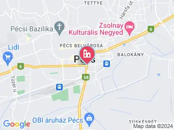 Pécs strand a térképen