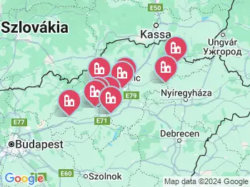 Észak Magyarország termálfürdő a térképen