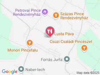 Lusta Páva Borbár és Pince Monor a térképen