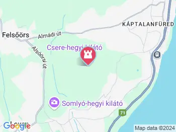 Csere-hegyi kilátó Alsóörs a térképen