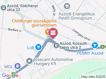 Főtér Aszód a térképen