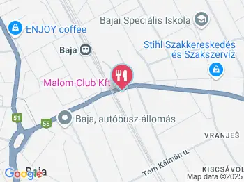 Malom Étterem Baja a térképen