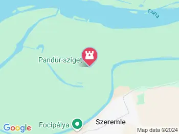 Pandúr-sziget Baja a térképen