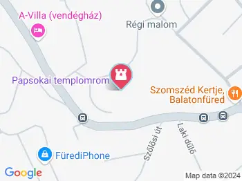 Papsokai templomrom Balatonfüred a térképen