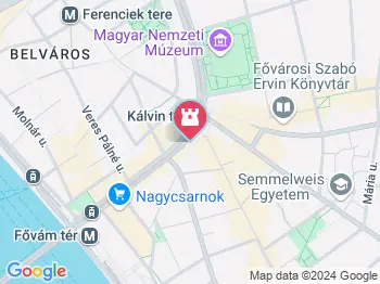 Kálvin János szobor Budapest a térképen