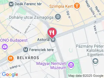 Café Astoria Restaurant Budapest a térképen