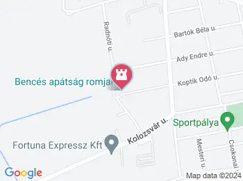 Bencés apátsági templom romja Celldömölk a térképen