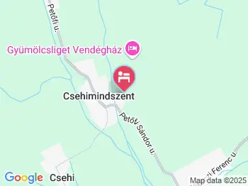 Gyümölcsliget Vendégház Csehimindszent a térképen