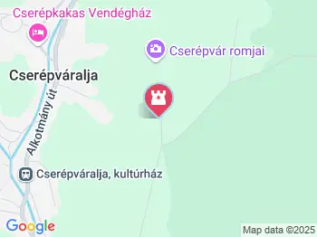 A hajdani LHuillier-kastély kápolnája Cserépváralja a térképen