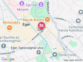 Hotel Unicornis Eger a térképen