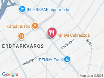 Pántya Cukrászda Érd a térképen