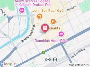 Városközponti zenélő szökőkút Győr a térképen