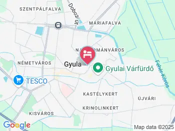 Borostyán Apartman Gyula a térképen