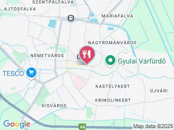 Öcsi és Fuszek vendéglő Gyula a térképen