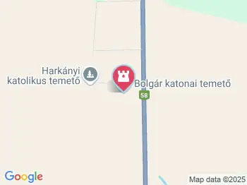 Bolgár katonai temető Harkány a térképen