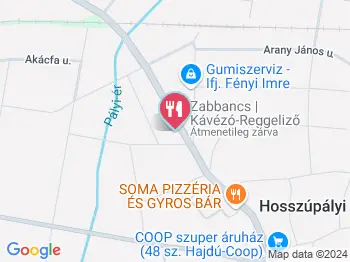 Zabbancs Kávézó-Reggeliző Hosszúpályi a térképen