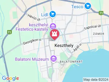 Sétáló utca Keszthely a térképen