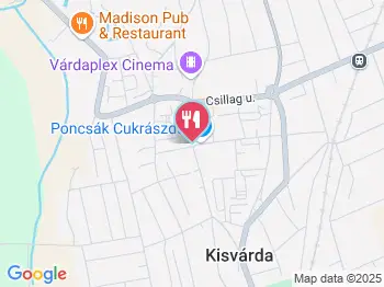 Poncsák Cukrászda Kisvárda a térképen