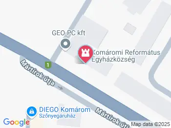 Komáromi Református Egyházközség temploma Komárom a térképen