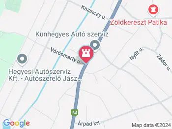 Hidra Kunhegyes a térképen