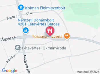 Toscana Pizzéria Létavértes a térképen