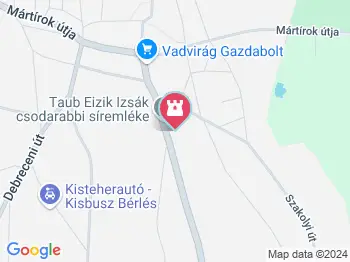 Taub Eizik Izsák sírhelye Nagykálló a térképen