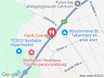 Hardi Csárda Nyírbátor a térképen