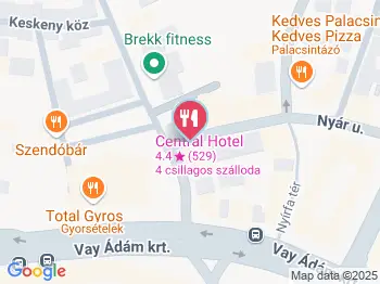 Centrál Hotel étterme Nyíregyháza a térképen