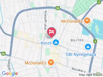 Centrál Hotel és Étterem Nyíregyháza a térképen