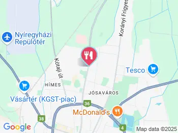 Tölgyes Étterem Nyíregyháza a térképen