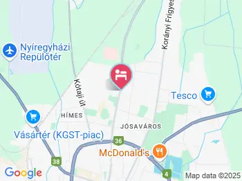 Tölgyes Panzió és Étterem Nyíregyháza a térképen