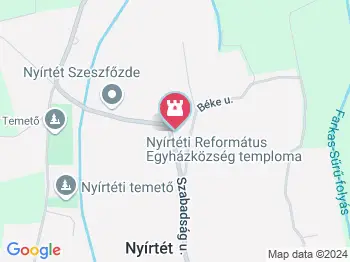 Nyírtéti Református Egyházközség temploma Nyírtét a térképen