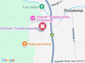 Chernel-Czindery-kastély Ötvöskónyi a térképen