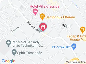 Vespa Ételbár Pápa a térképen