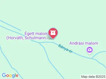 Égett malom (Horváth, Schulmann, Schremmer malom) Pápateszér a térképen