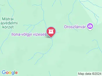 Ilona-völgyi vízesés Parádfürdő a térképen