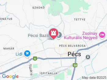 Barbakán Pécs a térképen