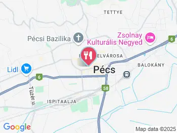 Crystal Étterem Pécs a térképen