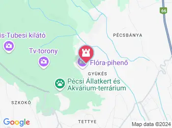 Flóra-pihenő Pécs a térképen