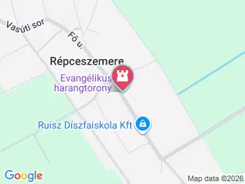 Evangélikus harangtorony Répceszemere a térképen
