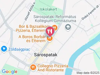 Heitzmann Cukrászda - Rákóczi utca Sárospatak a térképen