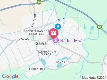 Kossuth téri szökőkút Sárvár a térképen