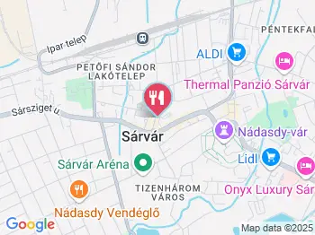 Tinódi Panzió és Étterem Sárvár a térképen