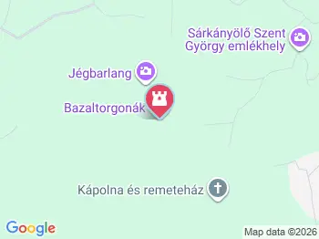 Bazaltorgonák Tapolca a térképen