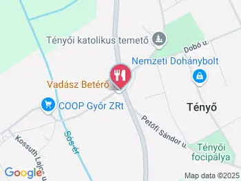 Vadász Betérő Tényő a térképen