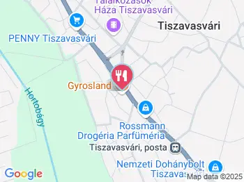 Gyrosland & Menüvár Tiszavasvári a térképen