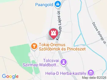 Rákóczi-kastély Tolcsva a térképen