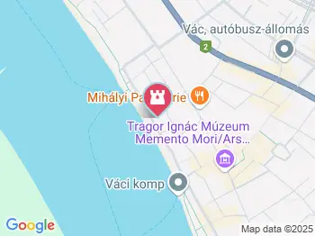 Hegyes torony Vác a térképen
