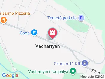 Lourdes-i barlang Váchartyán a térképen