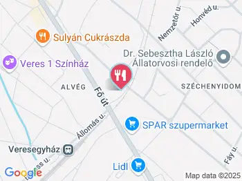 Malom cukrászda Veresegyház a térképen